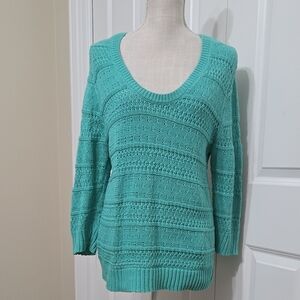 Northcrest Women's Aqua Scoop Neck Sweater Sz M